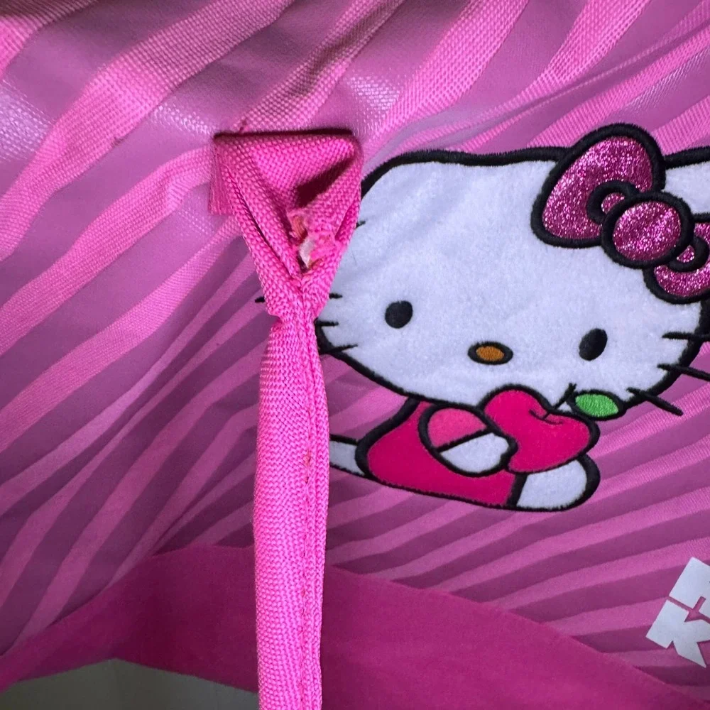 Vintage 2009 Hello‎ Kitty Sanrio Duffle Bag Weekender Over Night Pink Stripes